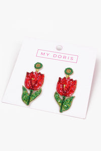 RED TULIP EARRINGS
