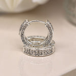 Silver plated chunky crystal set hoop earrings 3960