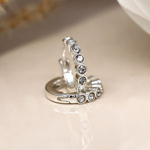 Silver plated crystal studded little hoop earrings 3962