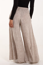 ELASTICATED WAIST LEOPARD WIDE LEG TROUSER