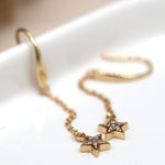 Golden fine chain and sparkle star drop earrings 3873