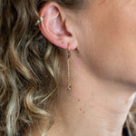 Golden fine chain and sparkle star drop earrings 3873