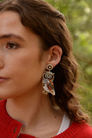 OWL BEADED DROP EARRINGS