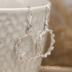 Silver plated linked crystals circle earrings 3884