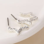 Silver plated textured star hoop earrings