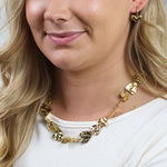 Gold-Plated Hammered Heart Statement Necklace