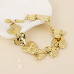 Gold-Plated Hammered Hearts Bracelet