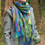 Esme lime,blue and pink classic tartan check scarf