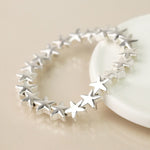 Silver plated worn stars stretch bracelet