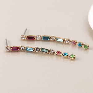 Golden multicolour crystal strand earrings