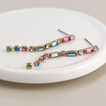Golden multicolour crystal strand earrings