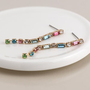 Golden multicolour crystal strand earrings