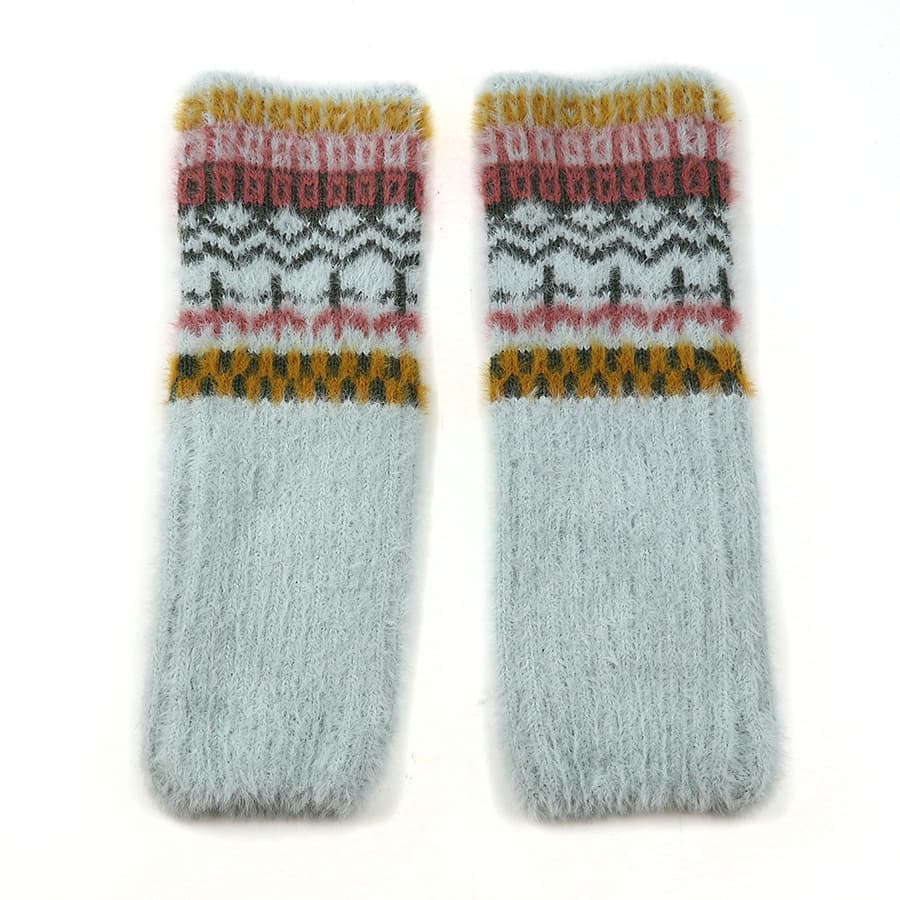 Super soft blue mix multi knit wrist warmers