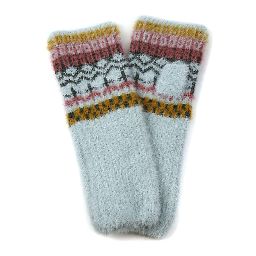 Super soft blue mix multi knit wrist warmers