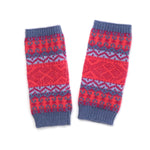 Pink and blue mix fair isle wrist warmers