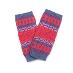 Pink and blue mix fair isle wrist warmers