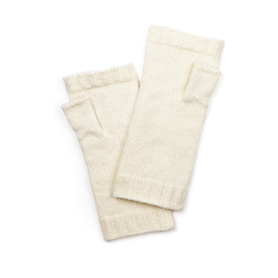 Cream cable knit recycled wrist warmers