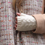 Cream cable knit recycled wrist warmers