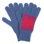Pink and blue mix fair isle gloves