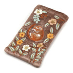 Buff sleeping dormouse embroidered velvet glasses case