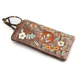 Buff sleeping dormouse embroidered velvet glasses case