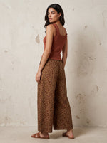 Caramel Metallic Leopard Wide-Leg Trousers