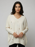 Mini Diamanté Skull V-Neck Jumper
