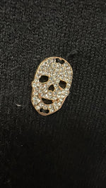 Mini Diamanté Skull V-Neck Jumper