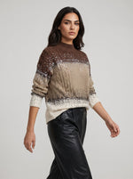 Ombré Sequin Cable-Knit Jumper