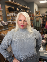 Ombré Sequin Cable-Knit Jumper