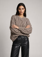 Slouchy Bobble Cable-Knit Jumper
