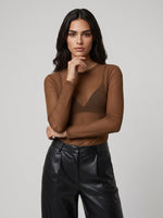 Second-Skin Sheer Mesh Long-Sleeve Top