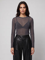 Second-Skin Sheer Mesh Long-Sleeve Top