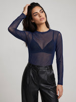 Second-Skin Sheer Mesh Long-Sleeve Top