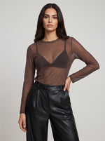 Second-Skin Sheer Mesh Long-Sleeve Top