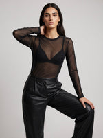 Second-Skin Sheer Mesh Long-Sleeve Top