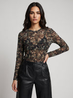 Second-Skin Sheer Mesh Long-Sleeve Top