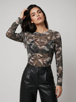 Second-Skin Sheer Mesh Long-Sleeve Top