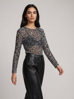 Second-Skin Sheer Mesh Long-Sleeve Top
