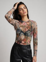 Second-Skin Sheer Mesh Long-Sleeve Top