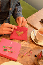 GOLD AND PINK BEE SMALL POUCH