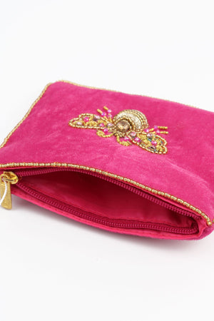 GOLD AND PINK BEE SMALL POUCH