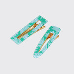 Wild Berry Set of 2 Hairclips- Aqua Green