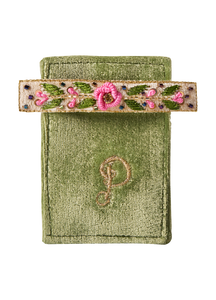 EMBROIDERED BARETTE - MINT FLORAL VINE