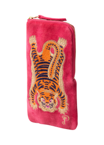 VELVET SUNGLASSES POUCH - IKAT TIGER - FUCHSIA