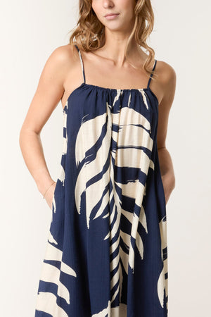 PALM LEAF PRINT CAMI MAXI DRESS