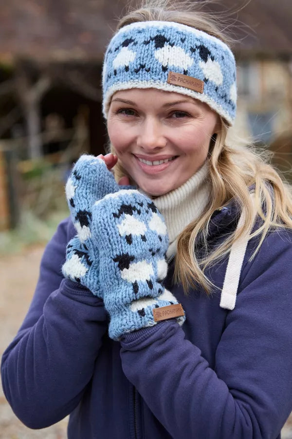 Sheep (Merino) Handwarmers Blue