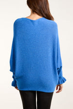 BOAT NECK RUFFLED SLEEVE JUMPER