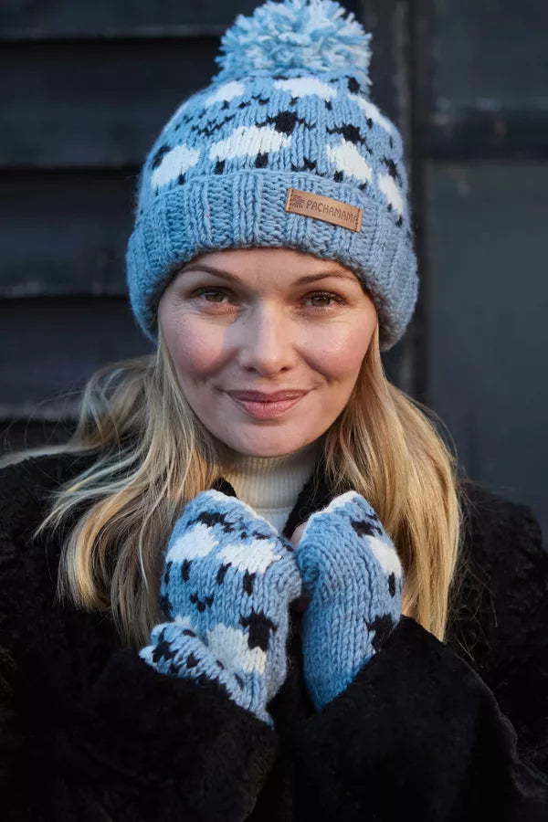 Sheep (Merino) Handwarmers Blue