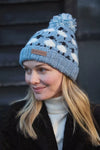 Sheep (Merino) Roll Back Bobble Beanie Blue